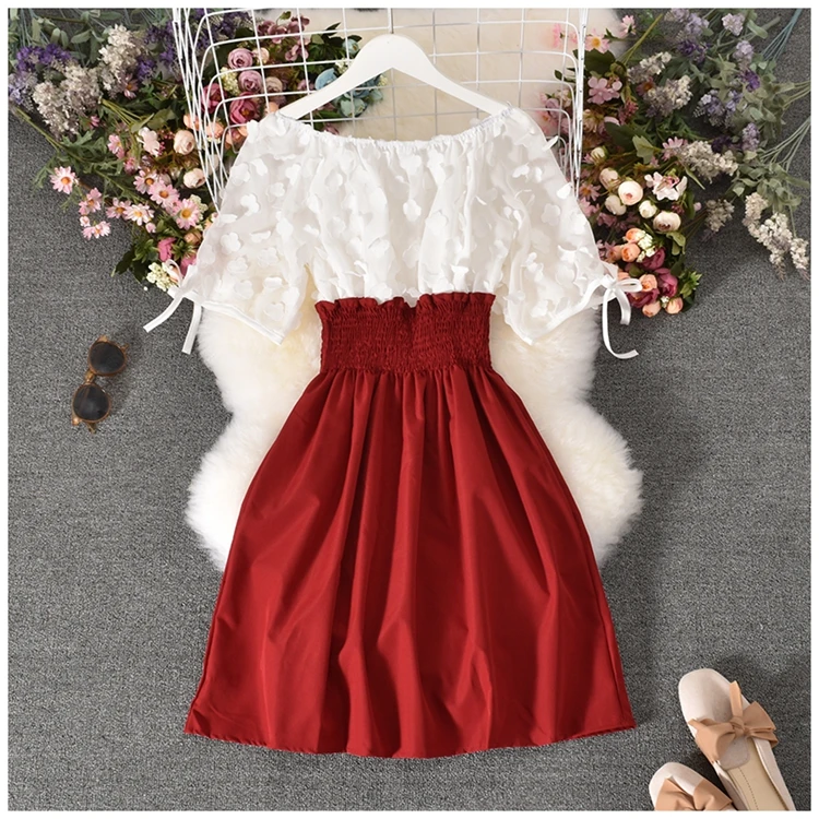 CUBEAR One-shoulder dress women's new sweet two-piece chiffon flower waist puffy dress
CUBEAR One-shoulder dress women's new sweet two-piece chiffon flower waist puffy dress