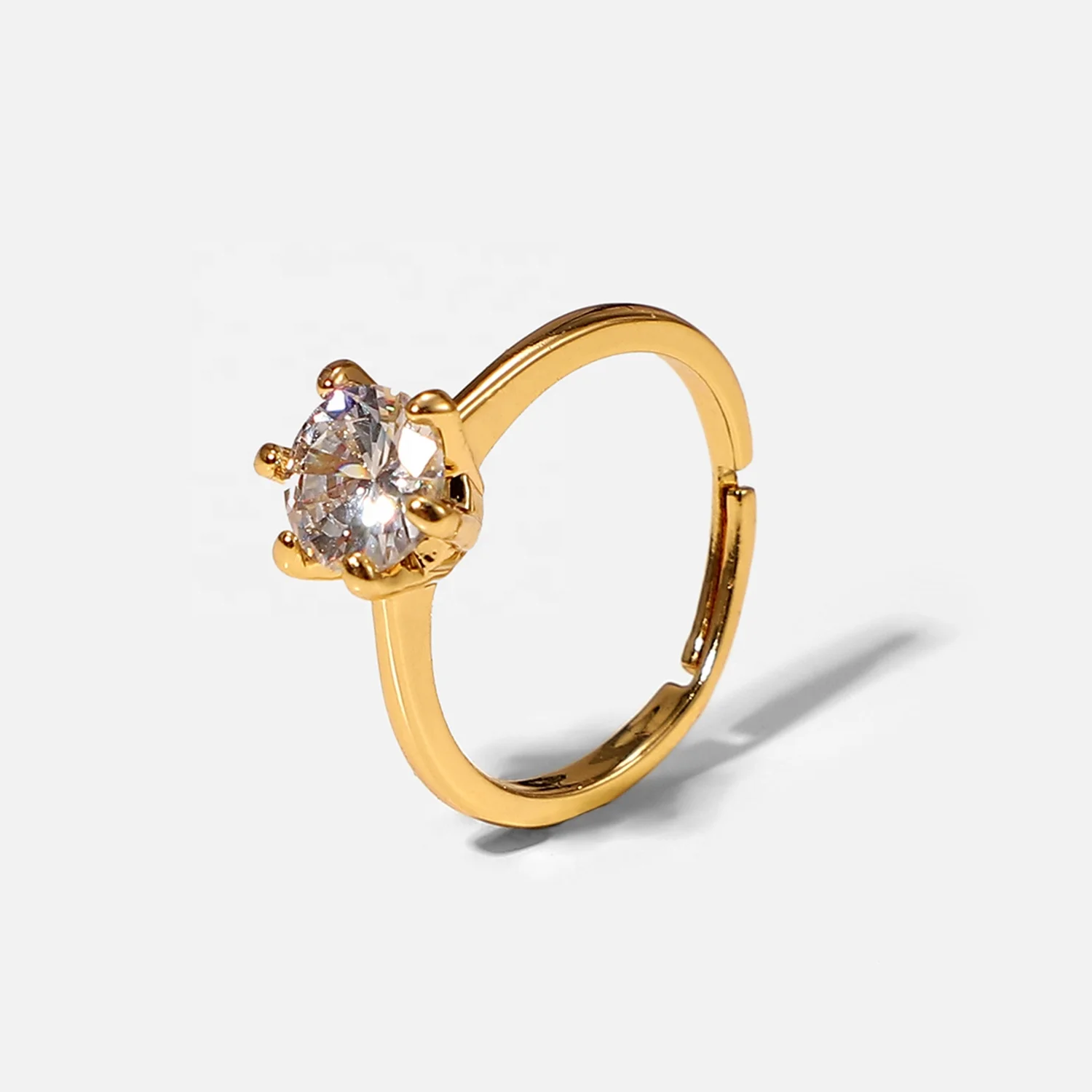 18K Gold Plated Brass Clear Zircon Ring Jewelry Round Clear Cubic Zirconia Finger Rings For Women
18K Gold Plated Brass Clear Zircon Ring Jewelry Round Clear Cubic Zirconia Finger Rings For Women