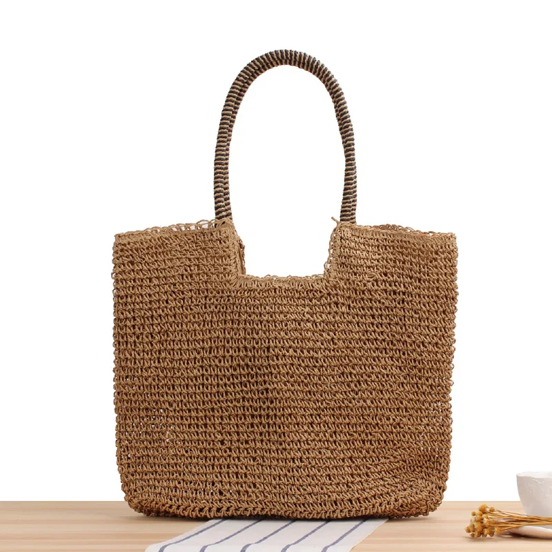 Factory wholesale Raffia straw tote handbag handmade summer fashion large capacity paper straw beach bag
Factory wholesale Raffia straw tote handbag handmade summer fashion large capacity paper straw beach bag