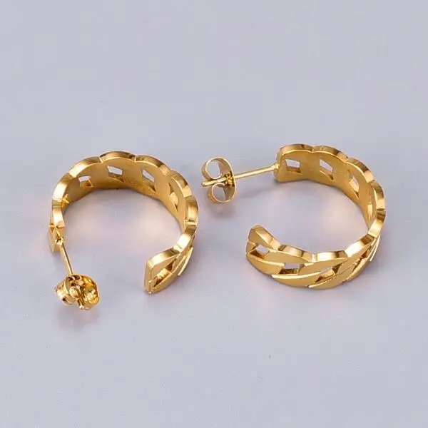 Simple Stainless Steel 18K Gold Plated Cuban Link Chain Earrings Titanium Steel Hollow Chain C Shaped Earring Jewelry For Women
Simple Stainless Steel 18K Gold Plated Cuban Link Chain Earrings Titanium Steel Hollow Chain C Shaped Earring Jewelry For Women