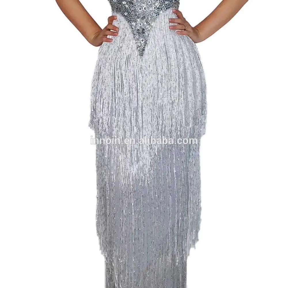 Silver Rhinestone Fringes Dress Women Sleeveless Party Celebration Bodycon Dress Prom Tassel Long Dress Singer Performance Wear
Silver Rhinestone Fringes Dress Women Sleeveless Party Celebration Bodycon Dress Prom Tassel Long Dress Singer Performance Wear