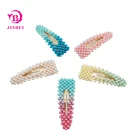 Customized Color Gradient Dyed Pearl Metal Barrette Hair Clips Korean Colorful Pearl Hairclip Women