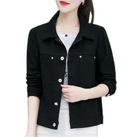 2019 Wholesale Ladies Custom Denim Jacket Black White Red Cropped Denim Women Jacket
2019 Wholesale Ladies Custom Denim Jacket Black White Red Cropped Denim Women Jacket