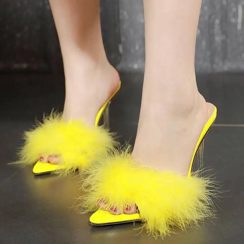Women's Shoes Slip-On Clear Thin Heel High Heels Pointed Toe Fur Slippers Stilettos Sandals Womens Party Footwear, 4 colors as picture
Women's Shoes Slip-On Clear Thin Heel High Heels Pointed Toe Fur Slippers Stilettos Sandals Womens Party Footwear, 4 colors as picture