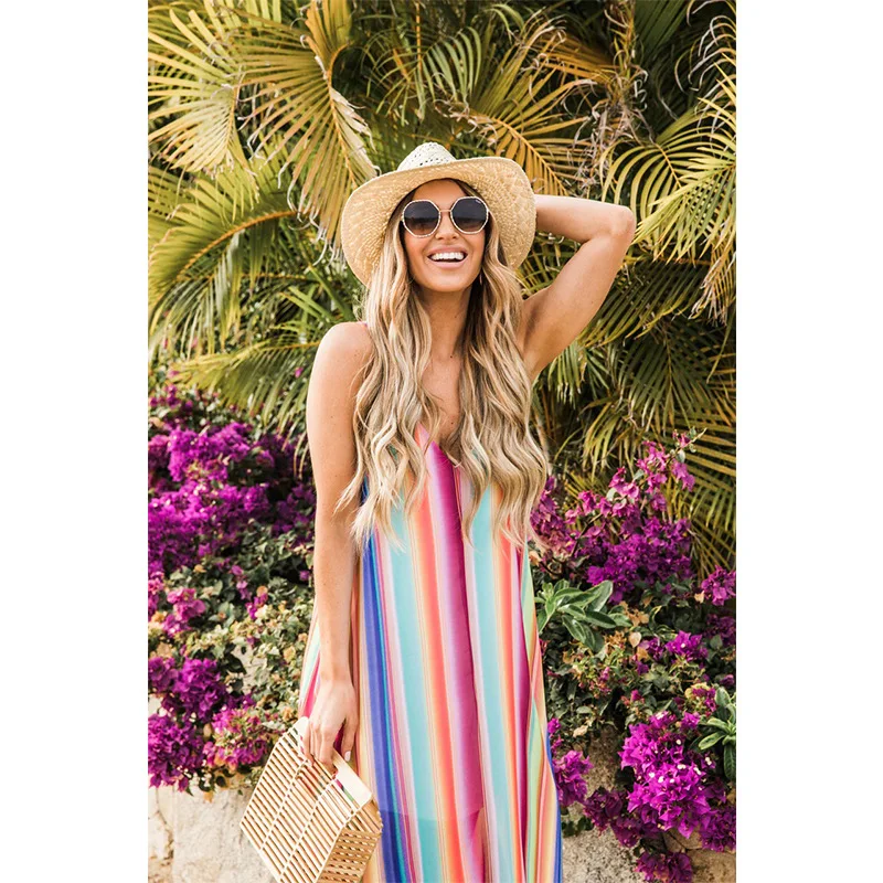 2021 New Fashion Halter Color Stripe Printing Bohemia Dress, Summer Beach Style Loose Dresses, Accept custom color
2021 New Fashion Halter Color Stripe Printing Bohemia Dress, Summer Beach Style Loose Dresses, Accept custom color