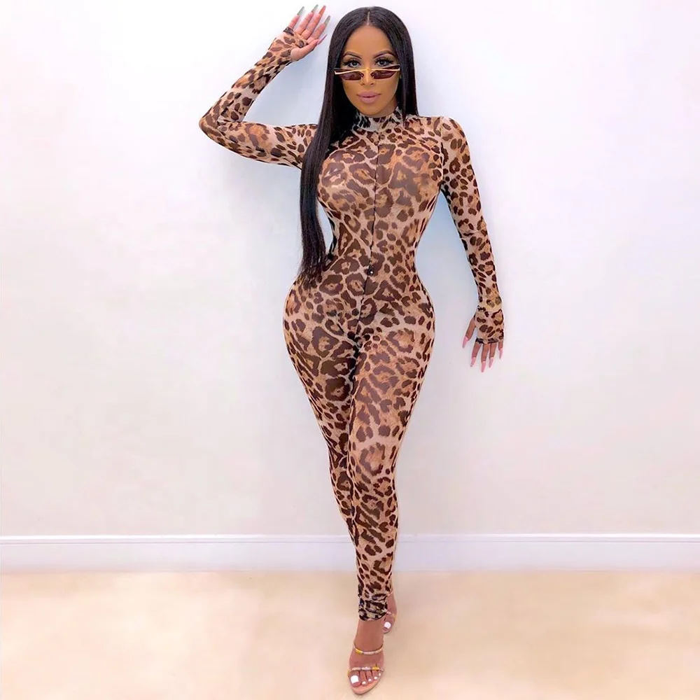 B62376A Hot sale long sleeve leopard print 2020 slim bodycon woman sexy jumpsuit, As picture 
B62376A Hot sale long sleeve leopard print 2020 slim bodycon woman sexy jumpsuit, As picture