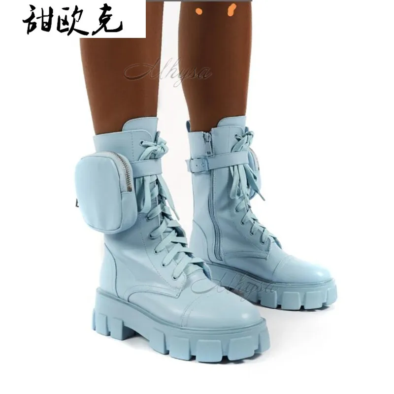 Women Pocket Boot Lace Up Ladies Ankle Boots Female Buckle Strap blue Chunky Sole Pouch Ankle Boots Woman Platform Shoe Fashion
Women Pocket Boot Lace Up Ladies Ankle Boots Female Buckle Strap blue Chunky Sole Pouch Ankle Boots Woman Platform Shoe Fashion