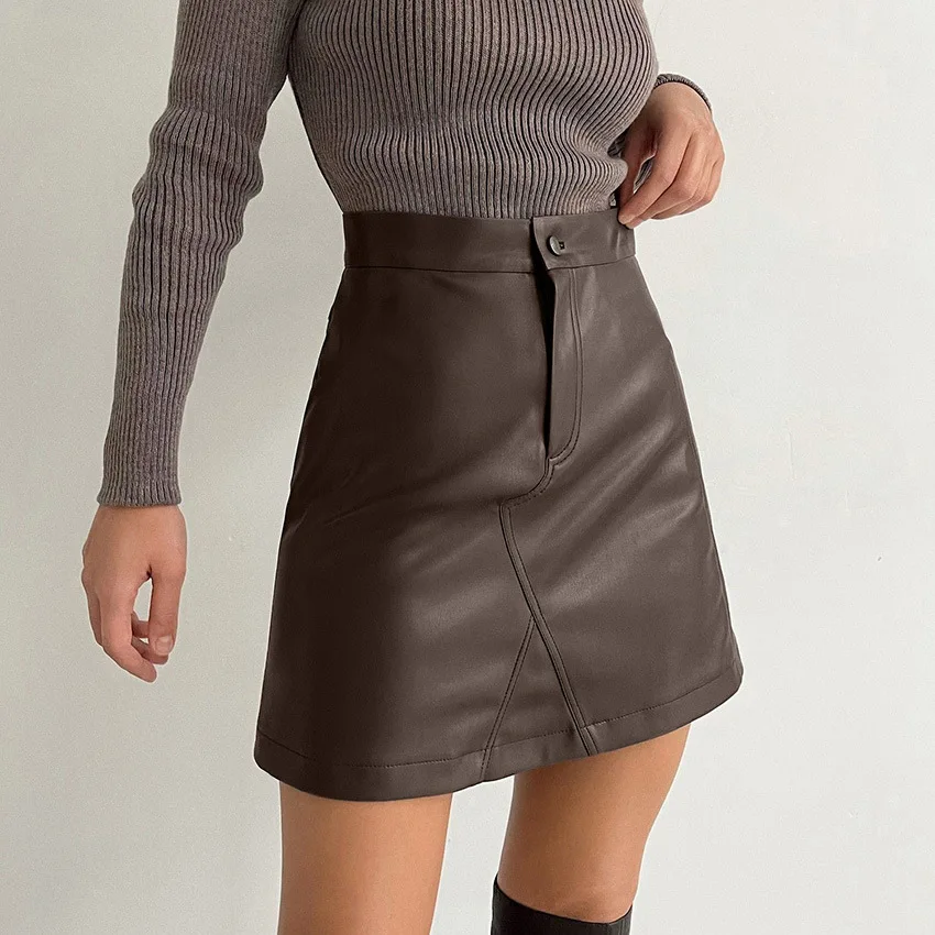 2022 Custom Design New A Line Sexy Short Pu Leather Lady Clothes High Waist Solid Color Sheath Bodycon Women Casual Skirt, As picture
2022 Custom Design New A Line Sexy Short Pu Leather Lady Clothes High Waist Solid Color Sheath Bodycon Women Casual Skirt, As picture