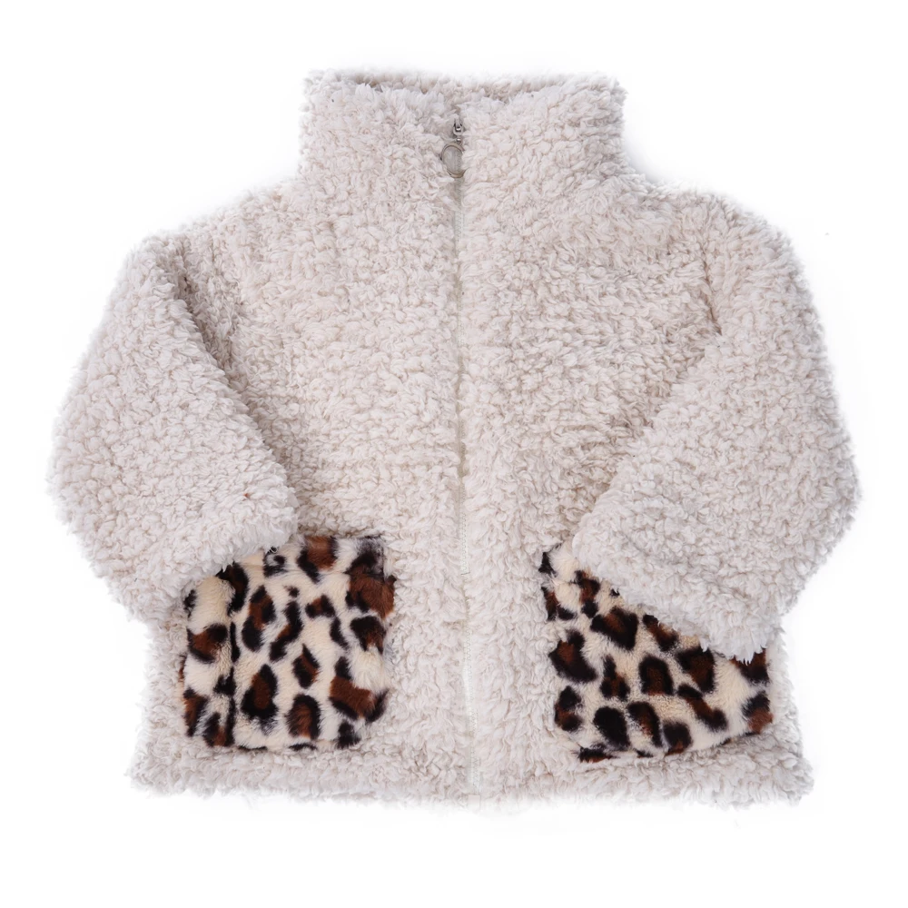 New Design Leopard Double Pockets Custom Wool Kid Coat With Zipper, As pic shown 
New Design Leopard Double Pockets Custom Wool Kid Coat With Zipper, As pic shown