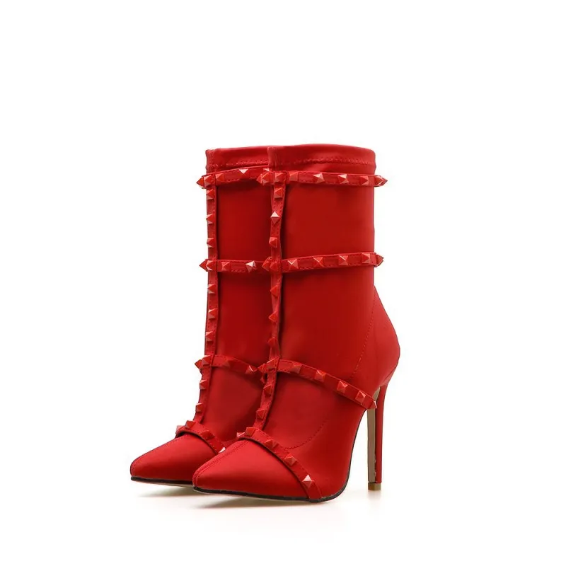 Hot Sale Women's Shoes Boots Plus Size Solid Color High Heel Rivet Stretch Cloth Pointed Toe Women Fashion Boots
Hot Sale Women's Shoes Boots Plus Size Solid Color High Heel Rivet Stretch Cloth Pointed Toe Women Fashion Boots