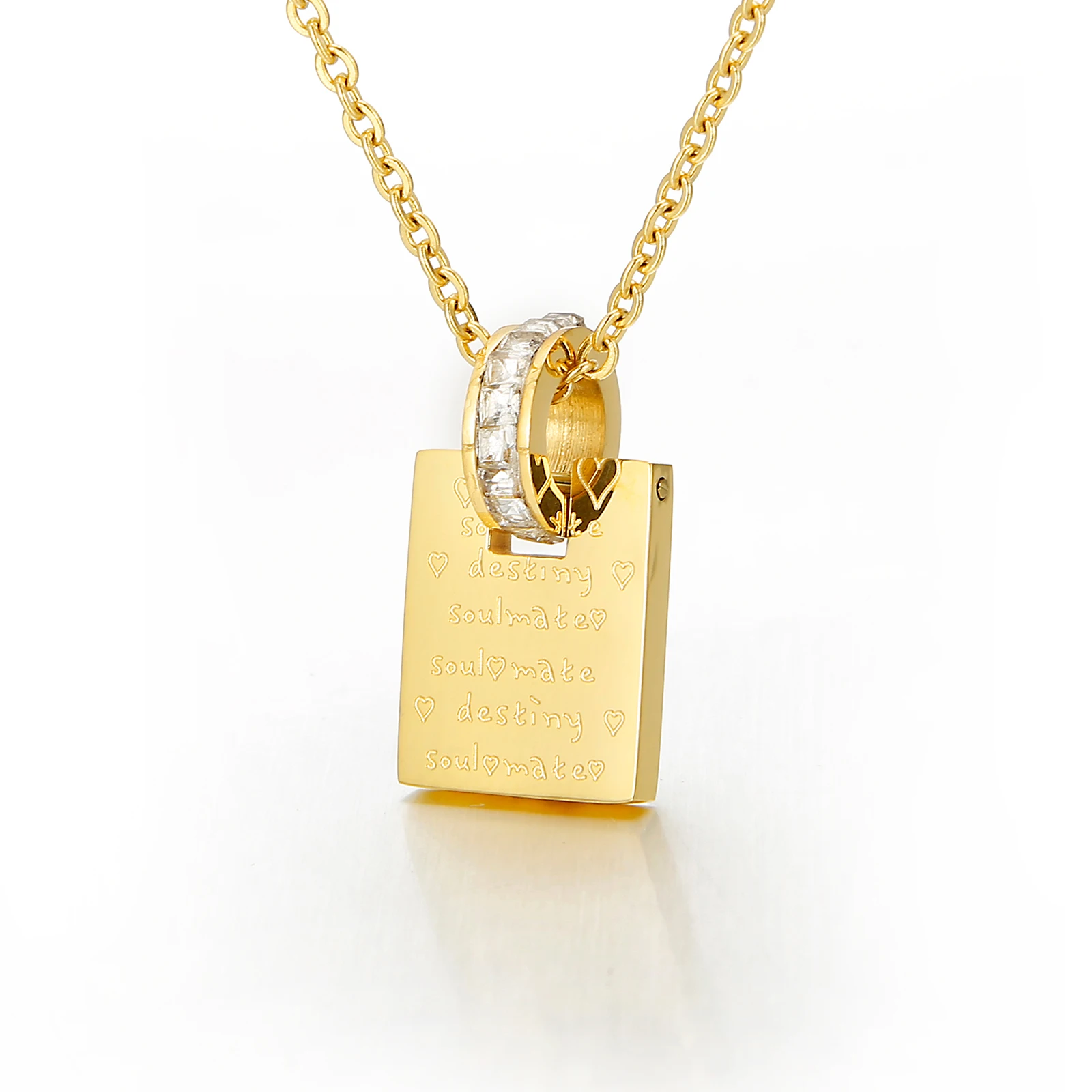 Simple Zircon Design Women's Jewelry Stainless Steel Chain Necklace Square Pendant Necklace, Gold
Simple Zircon Design Women's Jewelry Stainless Steel Chain Necklace Square Pendant Necklace, Gold