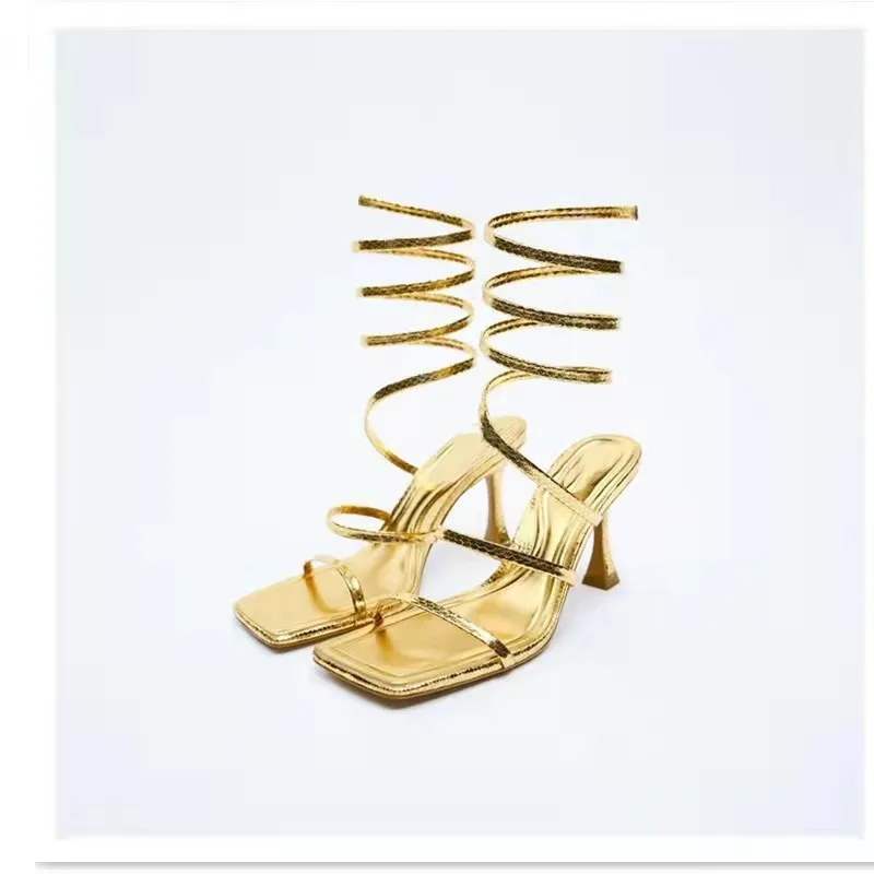 2022 new arrival Ladies Gold Spiral bandage Simple solid color Square head thin Heel Fashion party sandals one word high heels, Picture colors
2022 new arrival Ladies Gold Spiral bandage Simple solid color Square head thin Heel Fashion party sandals one word high heels, Picture colors