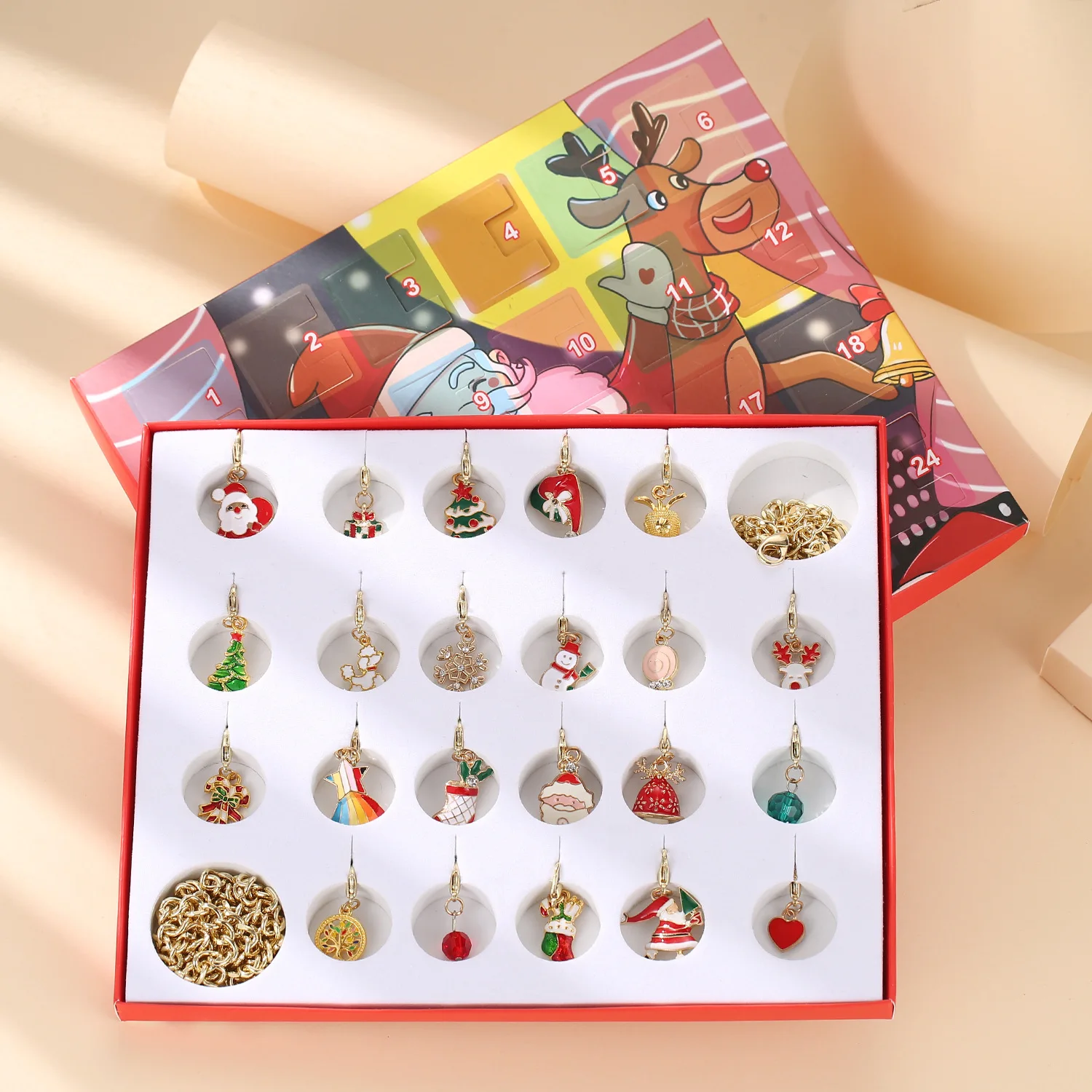 Hot Selling Christmas Jewelry Countdown Calendar Gift Box Set Diy Pendant Cartoon Christmas Bracelet Necklace Gift
Hot Selling Christmas Jewelry Countdown Calendar Gift Box Set Diy Pendant Cartoon Christmas Bracelet Necklace Gift
