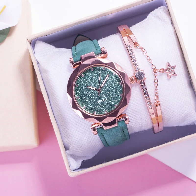Luxury Gift Wedding Jewelry Watch Set Women Quartz Wristwatch Bracelet Set Diamond Starry Star Bright Quartz Watches Female, 7 models
Luxury Gift Wedding Jewelry Watch Set Women Quartz Wristwatch Bracelet Set Diamond Starry Star Bright Quartz Watches Female, 7 models