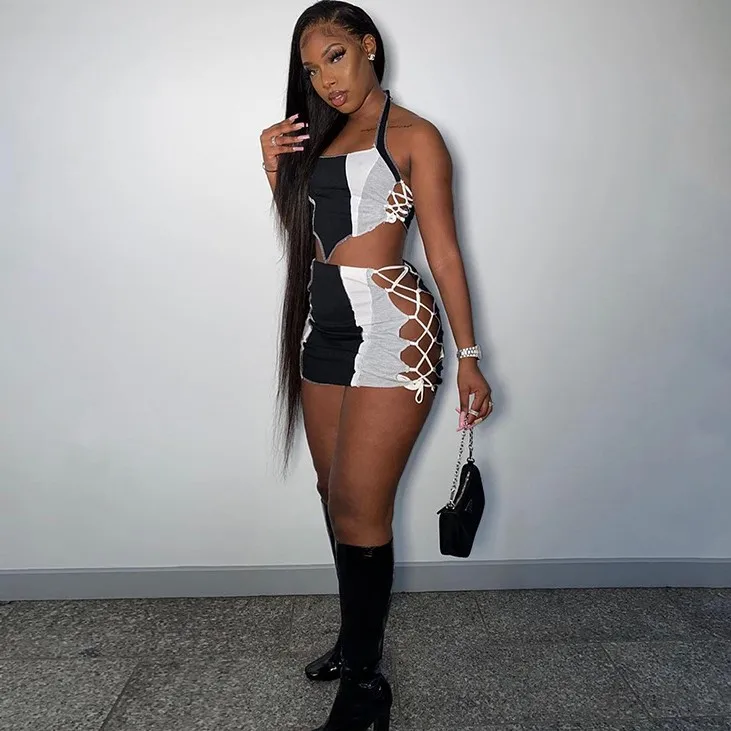 X03836S Women Set Solid Sleeveless Strap Zip Crop Tops Stretchy Skirt Two 2 Piece Sets Casual Fashion Streetwear Summer Outfits, Black
X03836S Women Set Solid Sleeveless Strap Zip Crop Tops Stretchy Skirt Two 2 Piece Sets Casual Fashion Streetwear Summer Outfits, Black