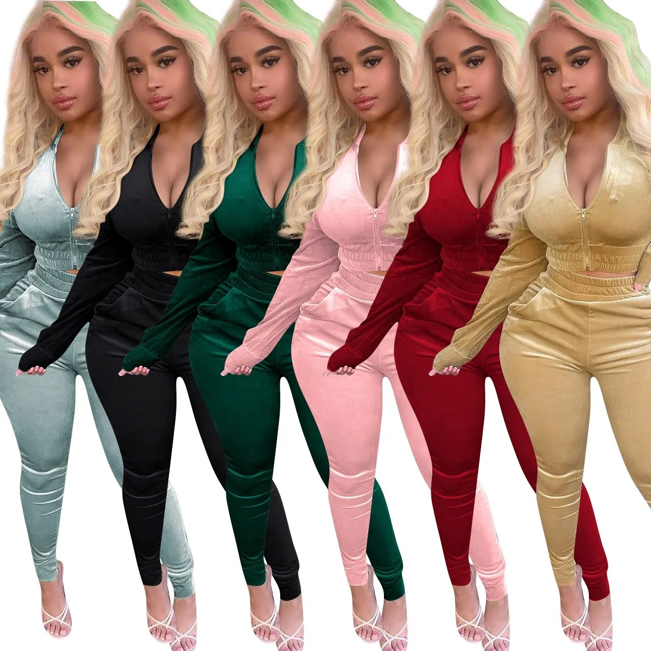 A15 Autumn Winter Women Two Piece Set Fashion Ladies crop top and pant set Velvet Long Sleeve Jacket And Skinny Pants
A15 Autumn Winter Women Two Piece Set Fashion Ladies crop top and pant set Velvet Long Sleeve Jacket And Skinny Pants
