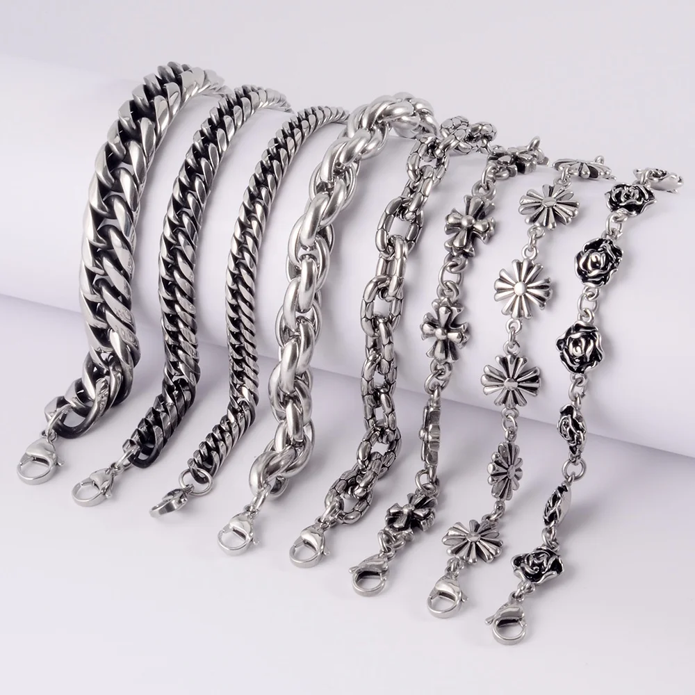 Surgical Steel Vintage Punk Man Bracelet Chain Custom Hip Hop Skull Men Cuban Bracelet Women Popular Jewelry
Surgical Steel Vintage Punk Man Bracelet Chain Custom Hip Hop Skull Men Cuban Bracelet Women Popular Jewelry