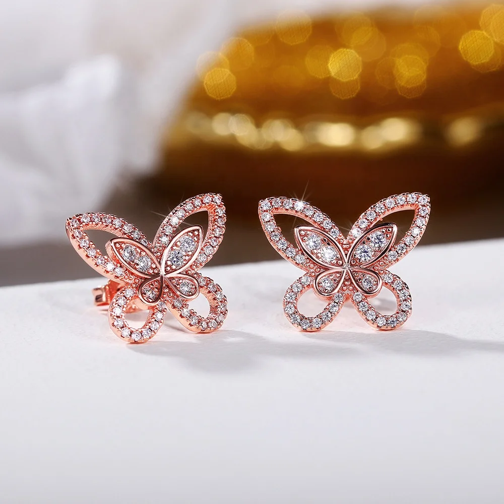 Cute Butterfly White Zircon Stud Earrings For Women Vintage Fashion Gold/Rose Gold/Silver Color Animal Earrings Wedding Jewelry, Picture shows
Cute Butterfly White Zircon Stud Earrings For Women Vintage Fashion Gold/Rose Gold/Silver Color Animal Earrings Wedding Jewelry, Picture shows