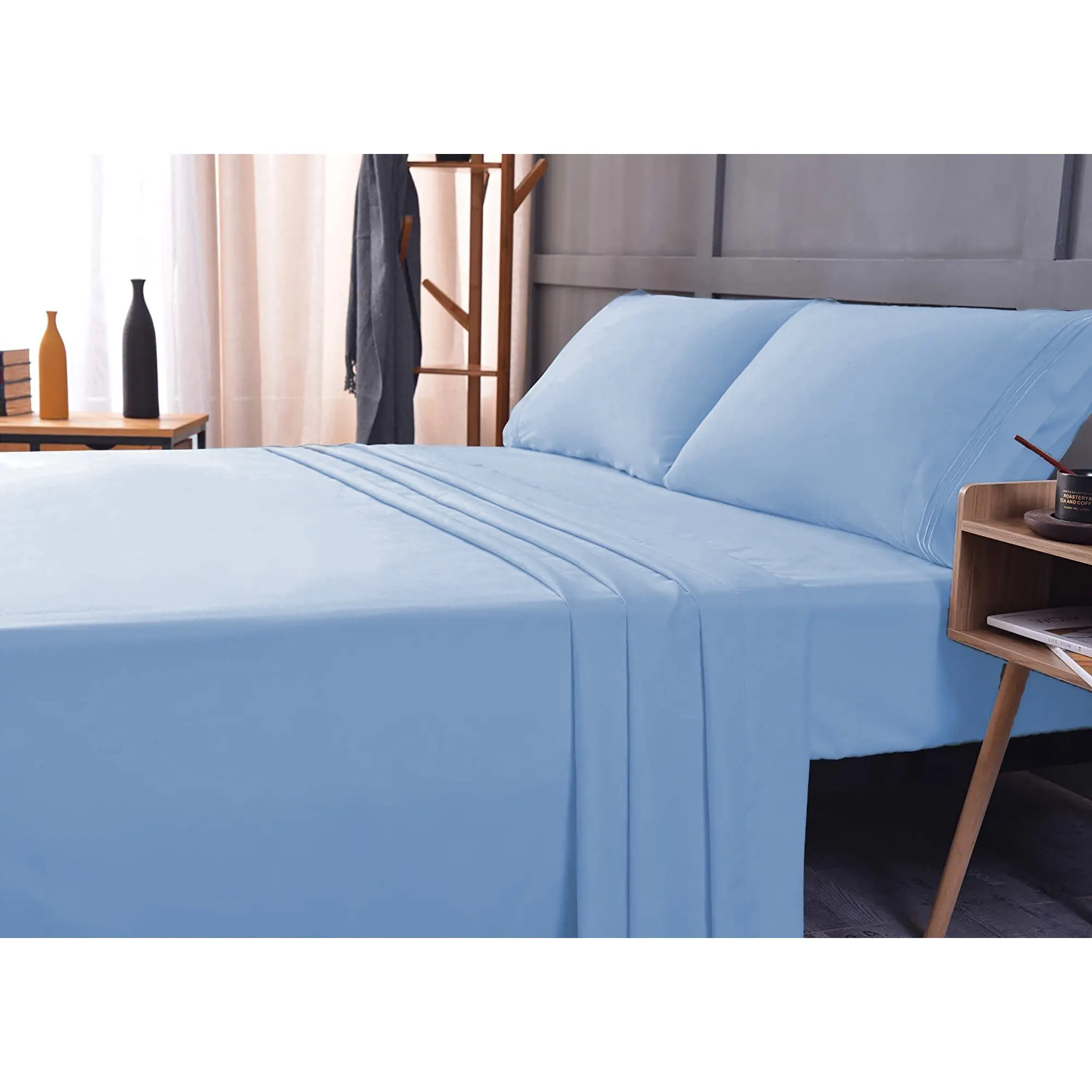 deep pocket high quality bedding 1800 Thread Count Hotel Home Bedsheet 4 Piece Bed Sheet Set light blue color
deep pocket high quality bedding 1800 Thread Count Hotel Home Bedsheet 4 Piece Bed Sheet Set light blue color