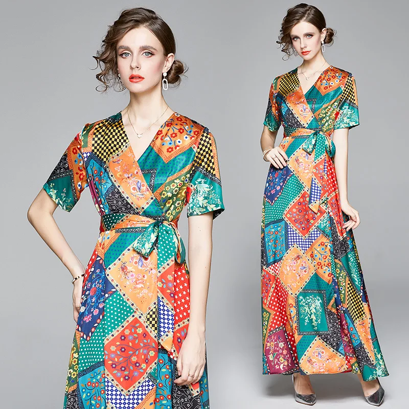 Bohemian dresses ethnic style 2022 spring women retro temperament v-neck short sleeve split holiday print ankle length dresses, Flower
Bohemian dresses ethnic style 2022 spring women retro temperament v-neck short sleeve split holiday print ankle length dresses, Flower