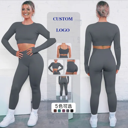 New Knitted Thread Sport Bra Long Sleeve Top 2 Piece Yoga Set Running Fitness Set Seamless Sport Bra And Yoga Pants Set, As shown
New Knitted Thread Sport Bra Long Sleeve Top 2 Piece Yoga Set Running Fitness Set Seamless Sport Bra And Yoga Pants Set, As shown