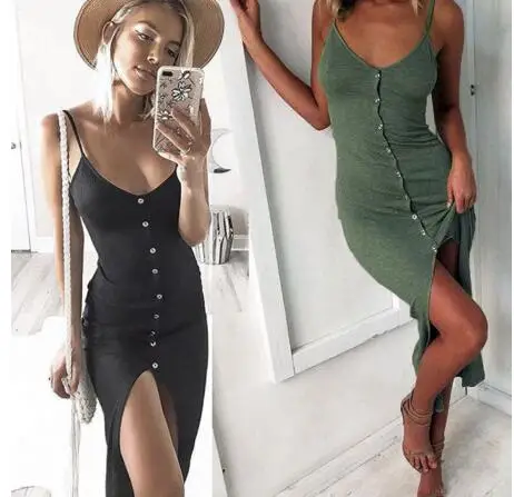 2019 Newly Summer Sexy Fashion Dress Women Ladies Sleeveless V-Neck Skinny Solid Button High Waist Ankle-Length Dress, Pictures
2019 Newly Summer Sexy Fashion Dress Women Ladies Sleeveless V-Neck Skinny Solid Button High Waist Ankle-Length Dress, Pictures