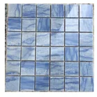 Blue marble mosaic square strip Azul macaubas luxury stone tiles