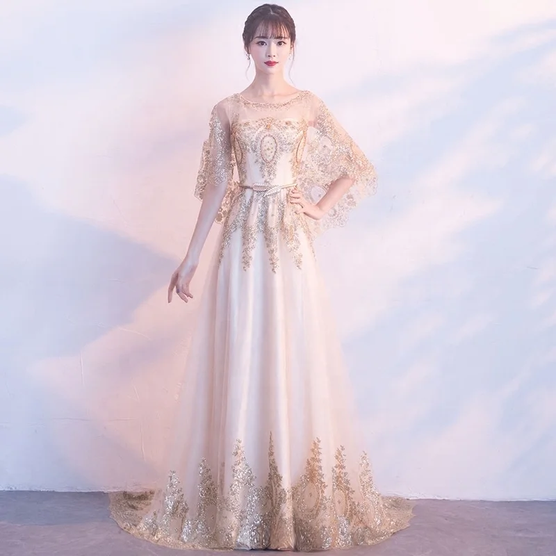 Host dress female 2019 new autumn fashion elegant long party evening dress dress noble gold
Host dress female 2019 new autumn fashion elegant long party evening dress dress noble gold