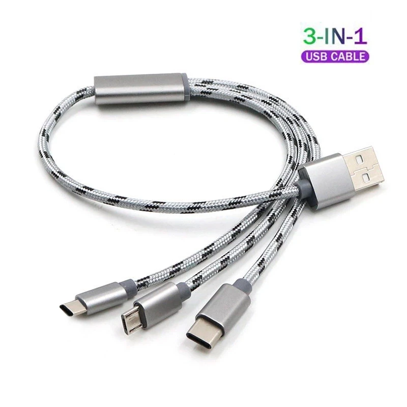 Hot 3in1 USB Type C Micro fast USB Cable Type-c for iPhone XR XS Max X 8 7 Charger Cable 0.3M 1M 2A Fast Charging USB C Cable
Hot 3in1 USB Type C Micro fast USB Cable Type-c for iPhone XR XS Max X 8 7 Charger Cable 0.3M 1M 2A Fast Charging USB C Cable