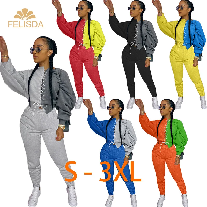 Fashion Sexy Two Piece Women Sweat Suit Set Casual Outfit Spring Stitching Straps Sweatshirt Crop Top Sweatpants Set Tracksuit
Fashion Sexy Two Piece Women Sweat Suit Set Casual Outfit Spring Stitching Straps Sweatshirt Crop Top Sweatpants Set Tracksuit