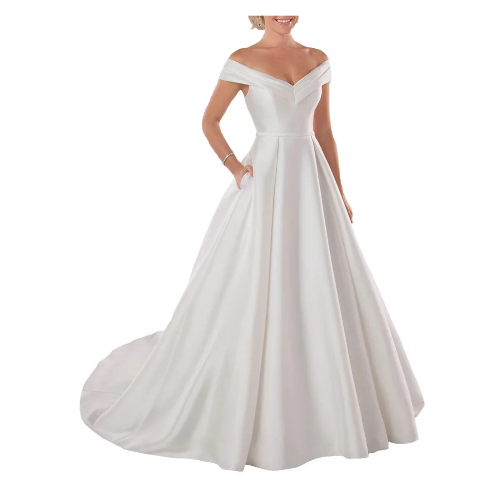 Imported Wedding Dresses A-line Straps Satin Vintage Wedding Dress Bridal Gown Design Simple Latest Gown Wholesale, Customized colors
Imported Wedding Dresses A-line Straps Satin Vintage Wedding Dress Bridal Gown Design Simple Latest Gown Wholesale, Customized colors