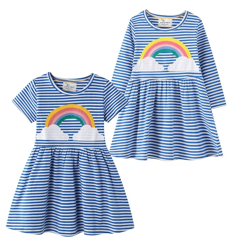OEM Children Clothes Stripe Knitting Pattern Rainbow 2-10 Years Summer Baby Girl Dress 100% Cotton Girls' Casual Dresses, Light blue stripe
OEM Children Clothes Stripe Knitting Pattern Rainbow 2-10 Years Summer Baby Girl Dress 100% Cotton Girls' Casual Dresses, Light blue stripe