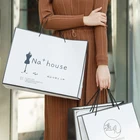 Promotional Excellent Quality reusable folding Paper shopping bag with ribbon handle