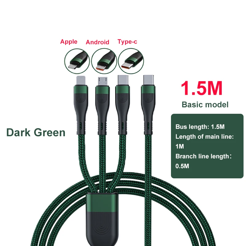 100 W Fast Charging Mobile Phone Data Cable Super Fast Charging For Apple 5V/2A Micro(5V/52A) TYPE-C 11V/6A MAX, Dark green,black gold
100 W Fast Charging Mobile Phone Data Cable Super Fast Charging For Apple 5V/2A Micro(5V/52A) TYPE-C 11V/6A MAX, Dark green,black gold