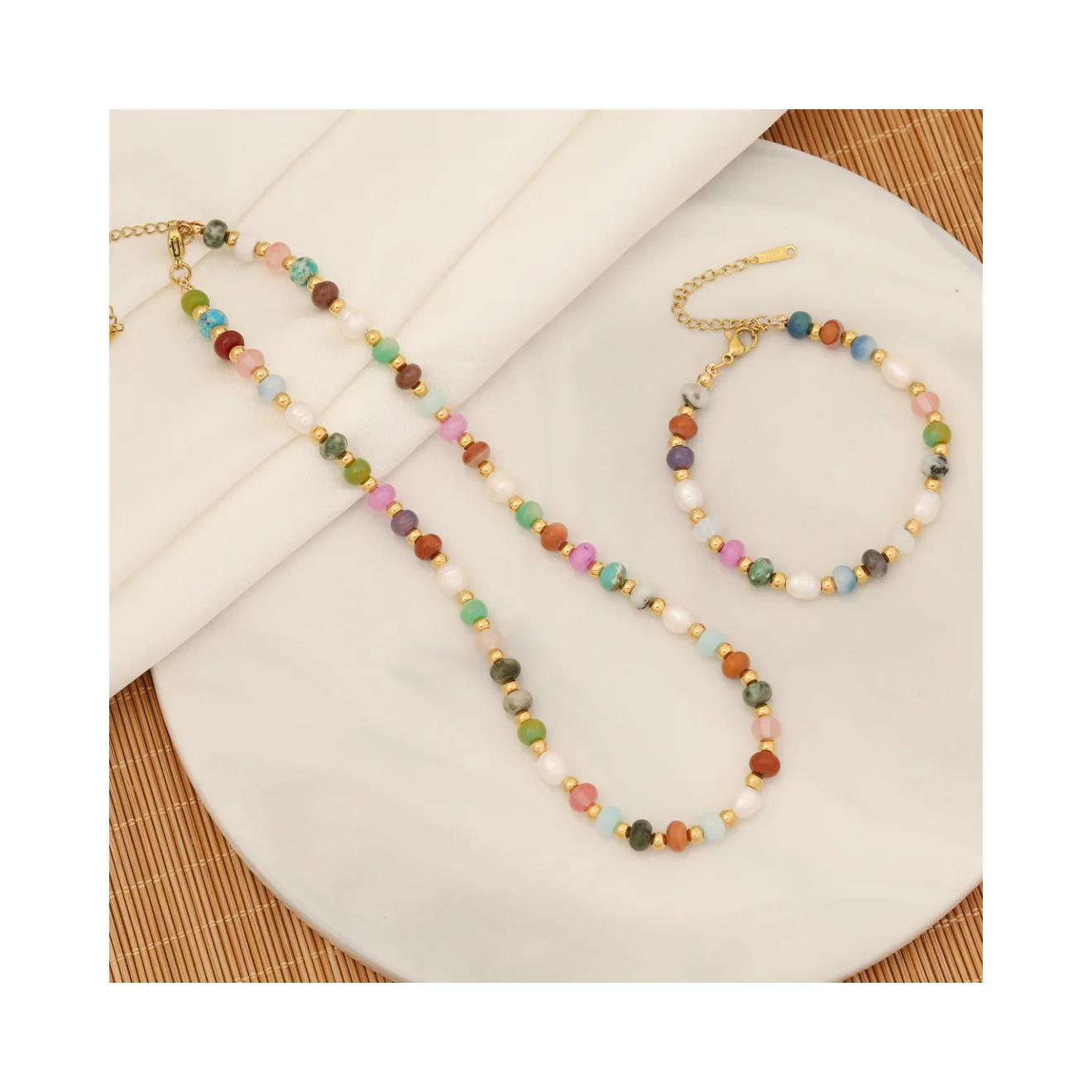 HP necklace bracelet and earrings set natural stone pearl bead chain stone necklace chunky stone necklace
HP necklace bracelet and earrings set natural stone pearl bead chain stone necklace chunky stone necklace