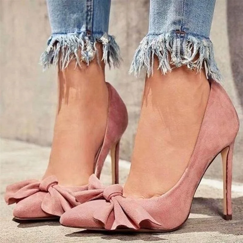 2021 New Fashion Pink Bow Suede Upper Pointed Women Pumps Shoes Fairy Wrap Heel Shallow Mouth Large Size Ladies High Heel Shoes
2021 New Fashion Pink Bow Suede Upper Pointed Women Pumps Shoes Fairy Wrap Heel Shallow Mouth Large Size Ladies High Heel Shoes