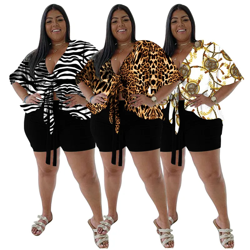summer 2022 women clothing plus size Sexy leopard print top V neck Shorts 2pc plus size sets, Picture
summer 2022 women clothing plus size Sexy leopard print top V neck Shorts 2pc plus size sets, Picture