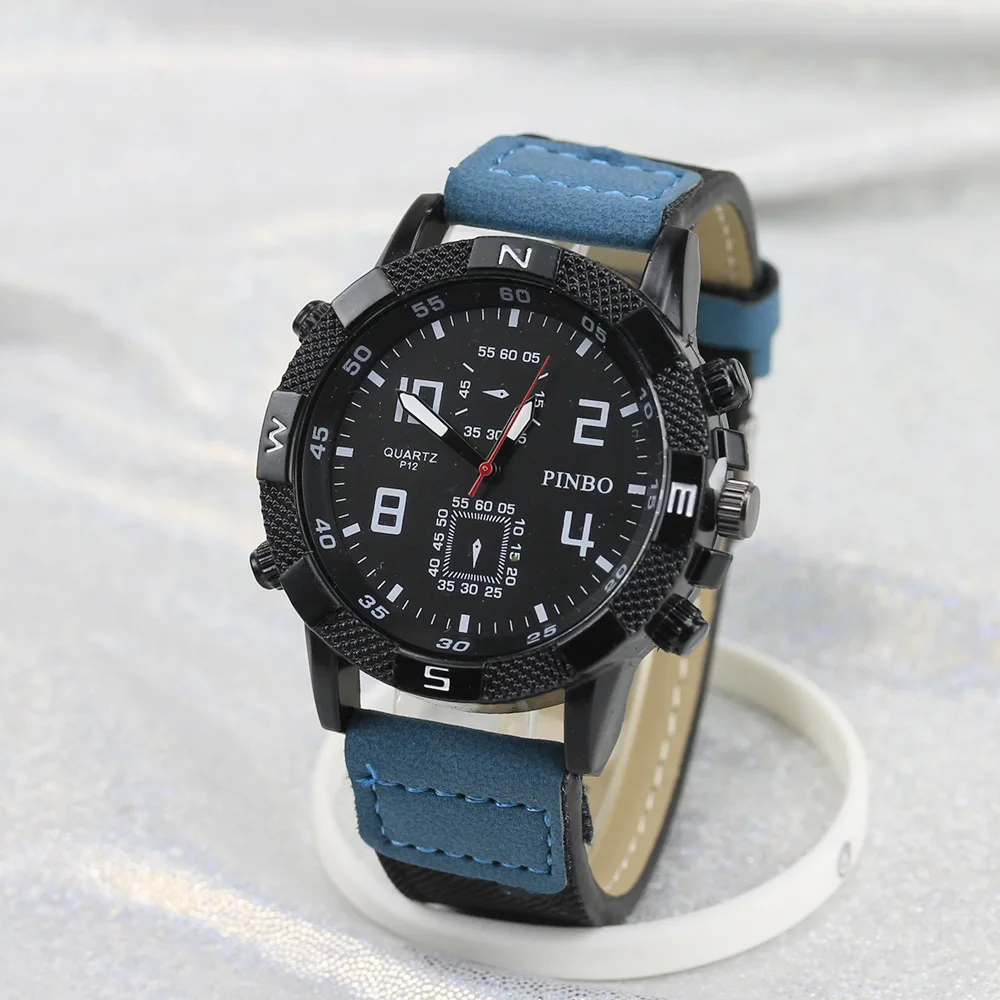 In stock hit color strap quartz watch men's watch striped leather belt double eyes military watch, As pic
In stock hit color strap quartz watch men's watch striped leather belt double eyes military watch, As pic