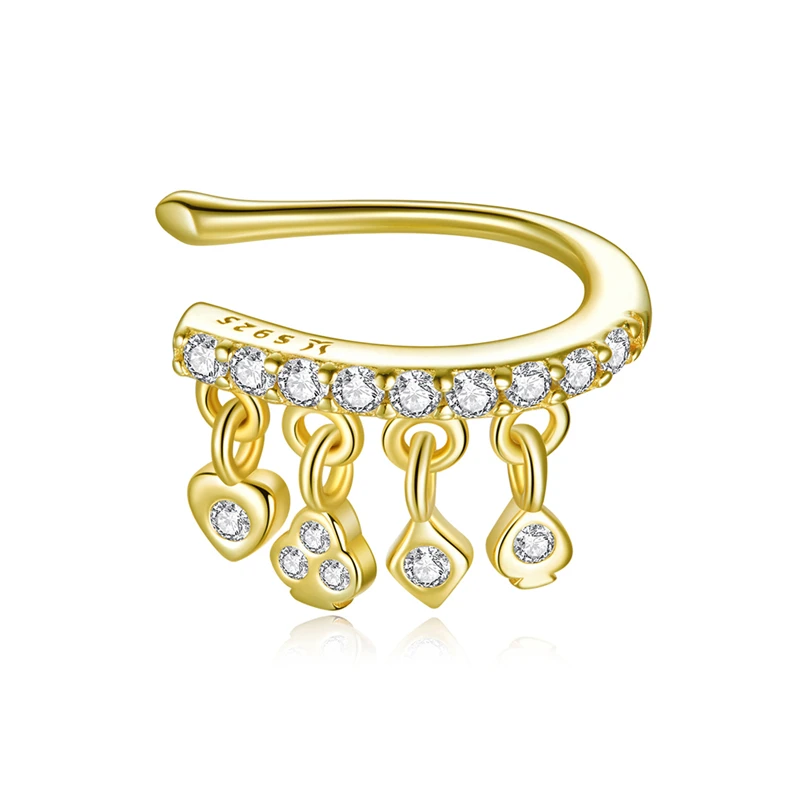 SCE1075 Clear CZ Earring Poker Ear Cuff 925 Sterling Silver Gold Color Ear Clip Earrings
SCE1075 Clear CZ Earring Poker Ear Cuff 925 Sterling Silver Gold Color Ear Clip Earrings