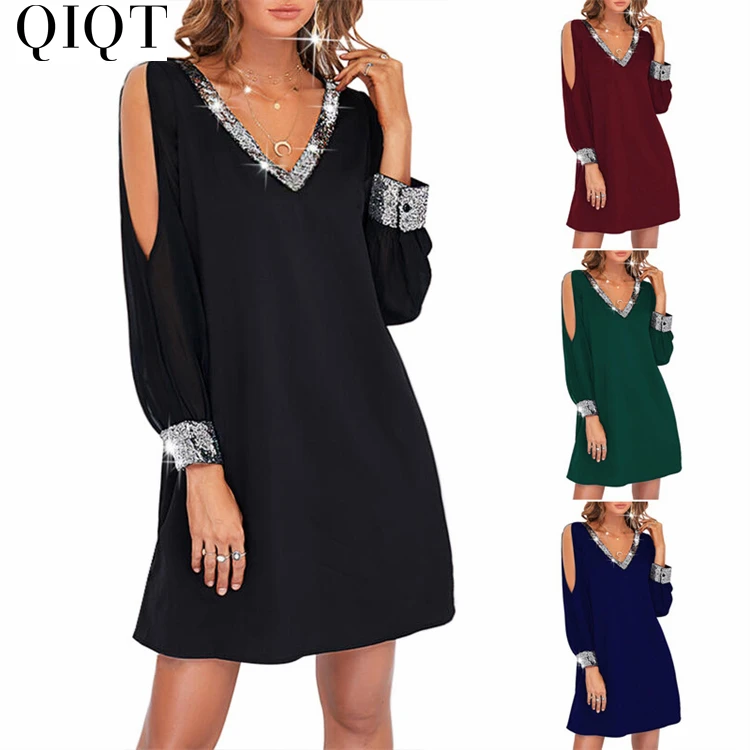 New Style 2022 Sequins Decor Long Sleeve Hole Woman Casual Dress Elegant Dresses Women Ladies Summer
New Style 2022 Sequins Decor Long Sleeve Hole Woman Casual Dress Elegant Dresses Women Ladies Summer