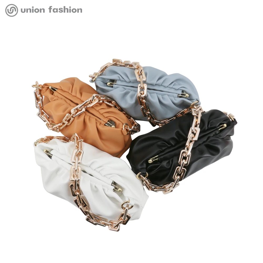 New Designer Women Metal Chains Pleated PU Leather Ladies Handbags Fancy Cloud Shoulder Bag, White/blue/black/orange
New Designer Women Metal Chains Pleated PU Leather Ladies Handbags Fancy Cloud Shoulder Bag, White/blue/black/orange