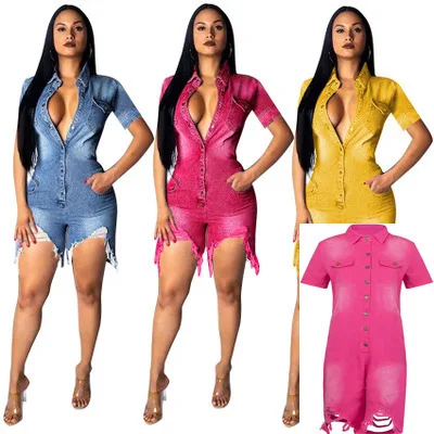 DLL 2021 New Fashion lady Button Short Ripped Pocket solid jeans short with holes plus size Jeans denim one piece jumpsuit women
DLL 2021 New Fashion lady Button Short Ripped Pocket solid jeans short with holes plus size Jeans denim one piece jumpsuit women