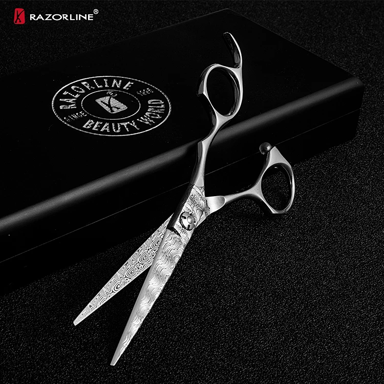 

RAZORLINE DK01 The Best Fancy Sweden Damascus Steel professional Hair Scissors, Silver
