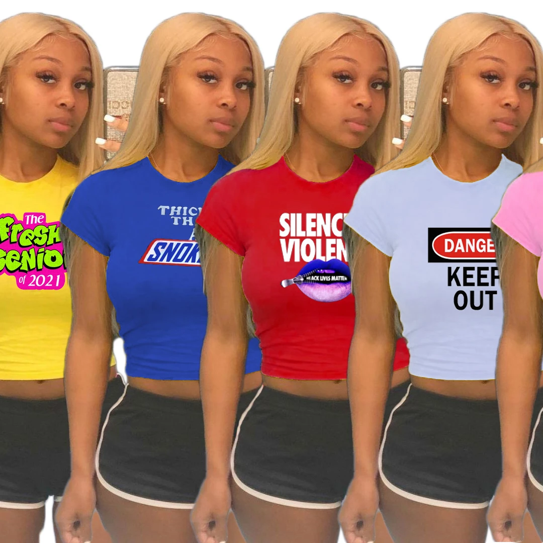 2021 Summer Women Print T shirt Casual Sports Two Piece Set Custom Tracksuit Solid Color Women Outfits Short Sleeve Biker Shorts, 5colors
2021 Summer Women Print T shirt Casual Sports Two Piece Set Custom Tracksuit Solid Color Women Outfits Short Sleeve Biker Shorts, 5colors