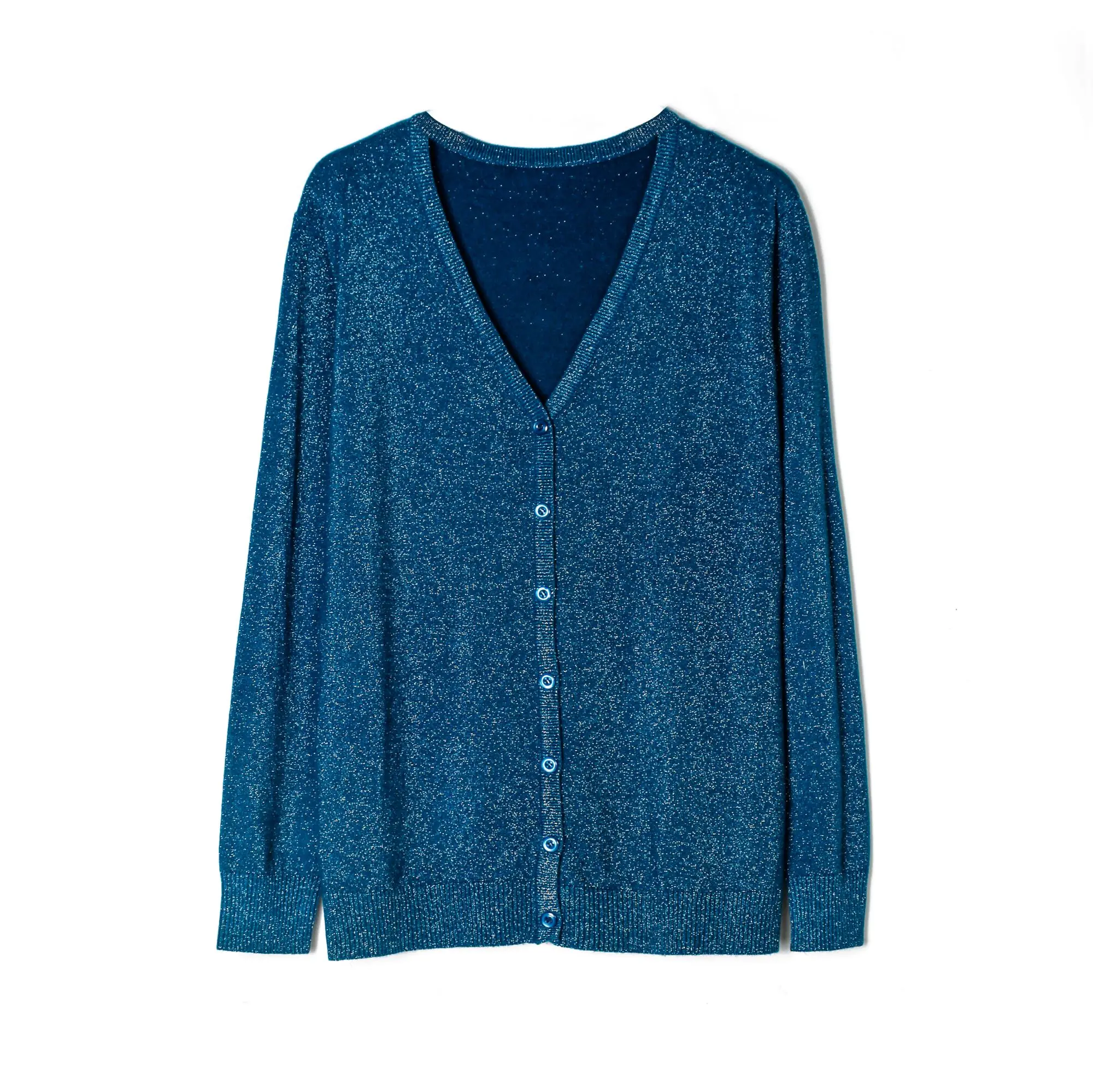 High quality hot selling same basic knitwear design with lurex wholesale in-stock women sweater cardigan, Customized color
High quality hot selling same basic knitwear design with lurex wholesale in-stock women sweater cardigan, Customized color