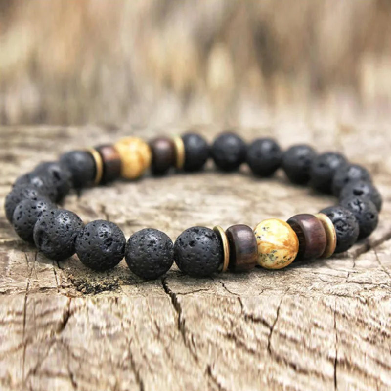 Amazon Hot Selling 8mm Lava Energy Yoga Essential oil Bracelet Natural Stone Wood Septum Beaded Bracelet For Men
Amazon Hot Selling 8mm Lava Energy Yoga Essential oil Bracelet Natural Stone Wood Septum Beaded Bracelet For Men