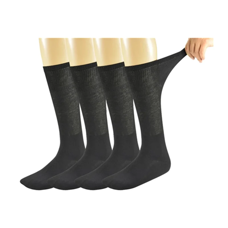 

Over The Calf Socks Unisex Black Diabetic Bamboo Fiber Socks, Custom color