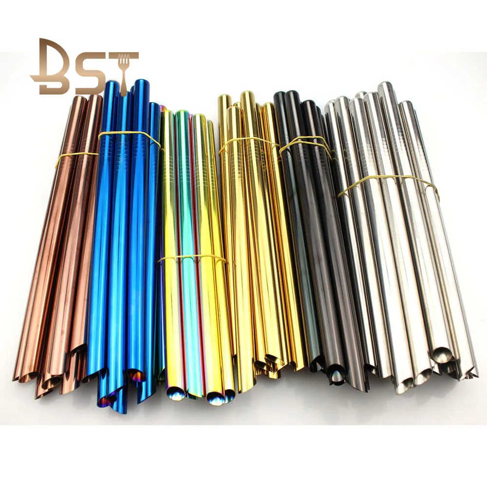 

High Quality Colorful 304 Stainless Steel Straws Bubble Tea 12mm Boba Metal Straws, Silver, black,golden,blue,rose gold,