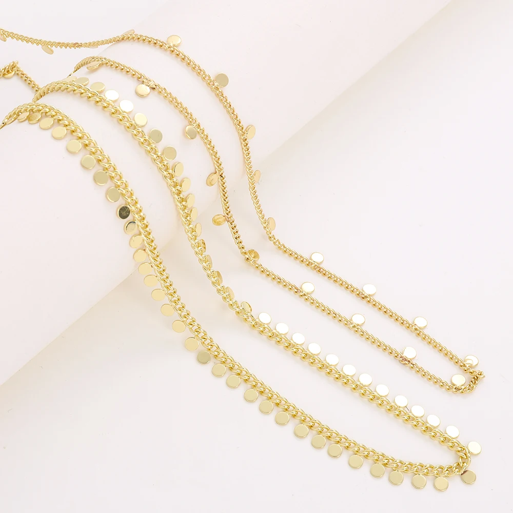 Gold plated bulk chain roll spool necklace making chain roll shiny round sequins link chain clavicle
Gold plated bulk chain roll spool necklace making chain roll shiny round sequins link chain clavicle