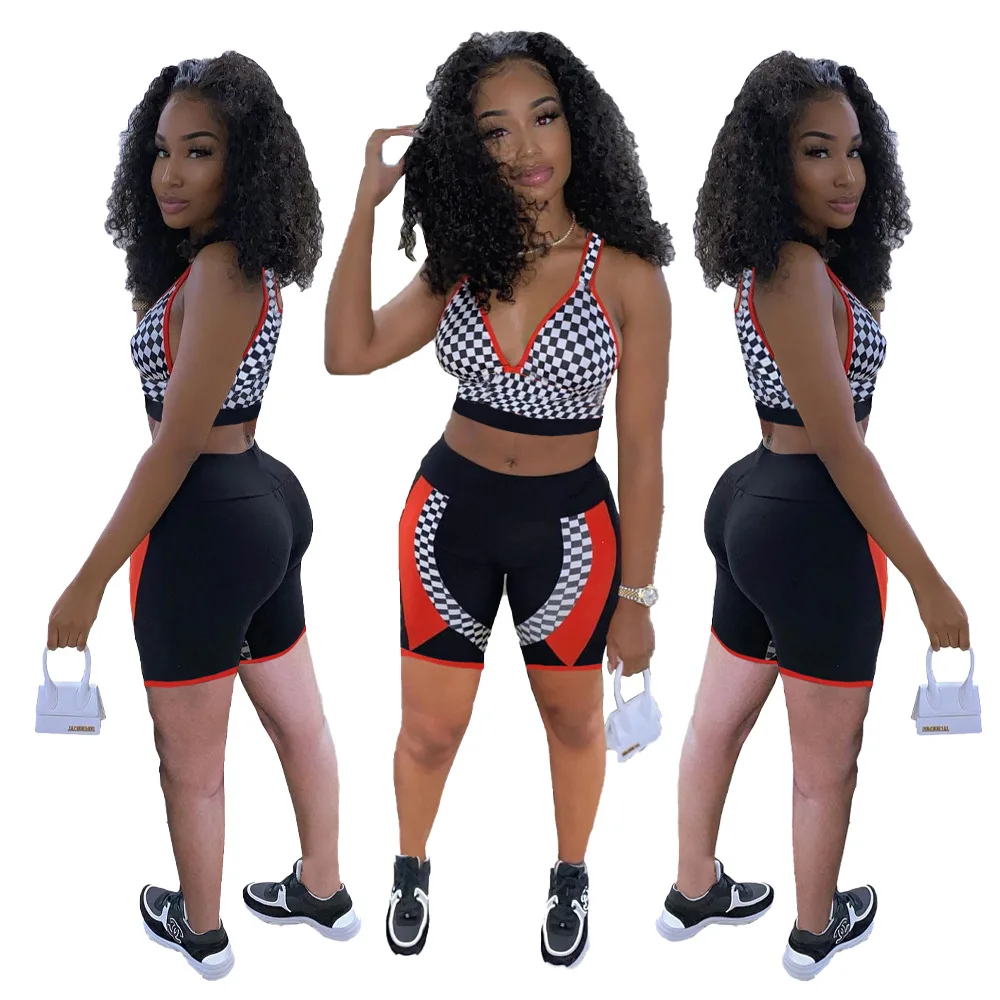 Summer Ladies Outfits Stripe Crop Top Halter Two Piece Biker Short Sets For Women Clothing
Summer Ladies Outfits Stripe Crop Top Halter Two Piece Biker Short Sets For Women Clothing